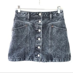 ABERCROMBIE & FITCH Y2K Vintage Acid Wash Button Up Natural Rise Mini Sk…